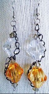 Handmade Beads & Chains Dangling Earrings.